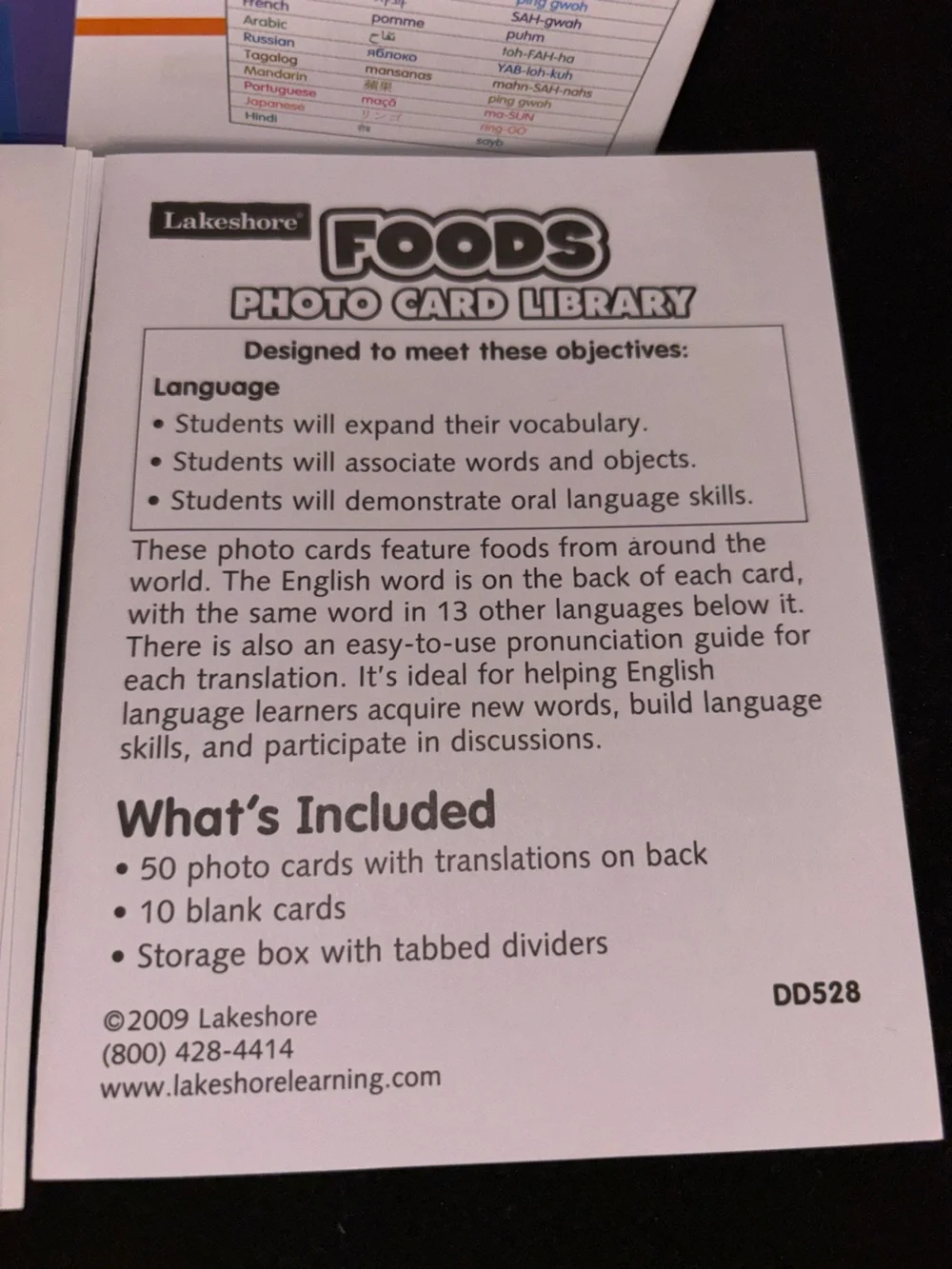 Lakeshore Learning Photo Card Library Bundle – Animals + Foods (Set of 2)